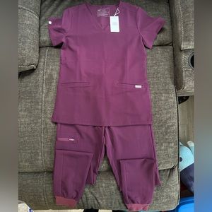 Figs Set Deep Purple XS Casma XXS High Waisted Zamoras